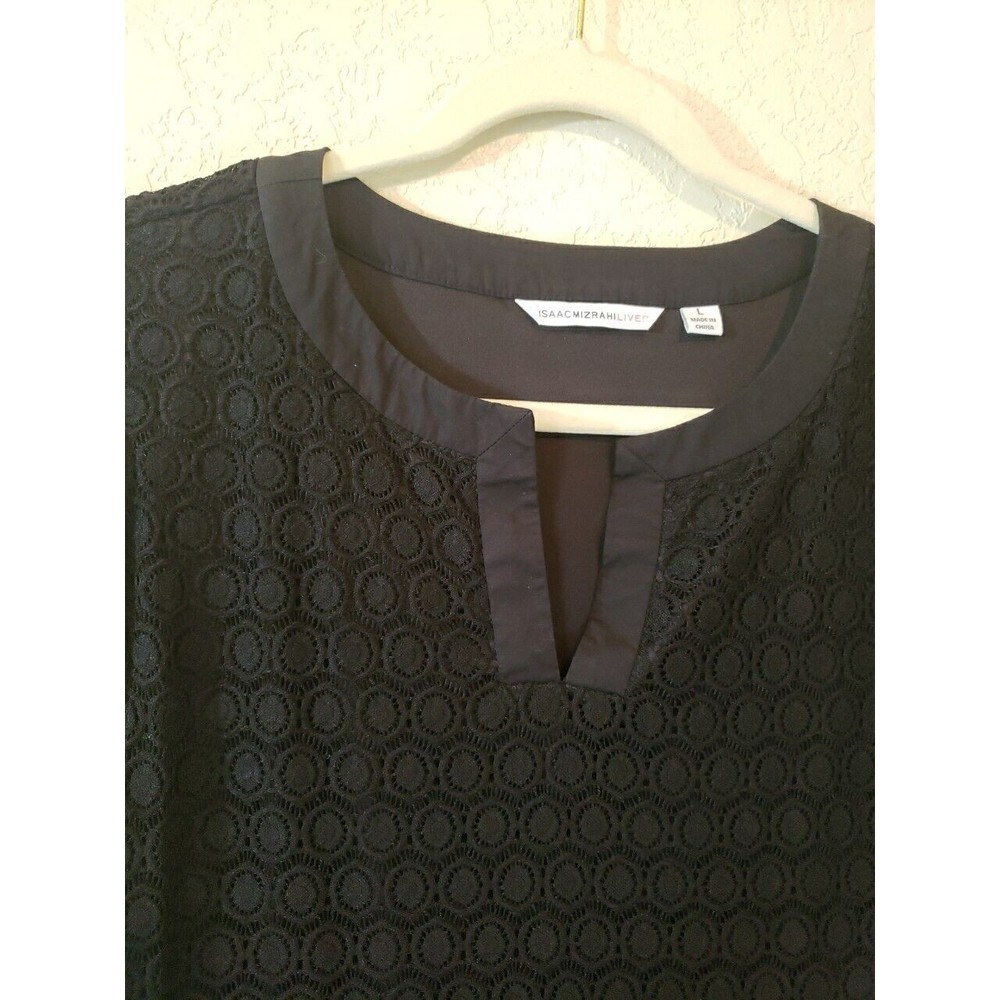 Isaac Mizrahi Short Sleeve Stretch Lace Sheath Dress Black Size Large - Picture 2 of 10